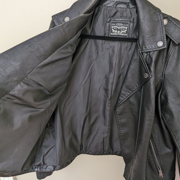 Women's Levi's Faux Leather Moto Jacket, Black, Size X-Large - Picture 5 of 6